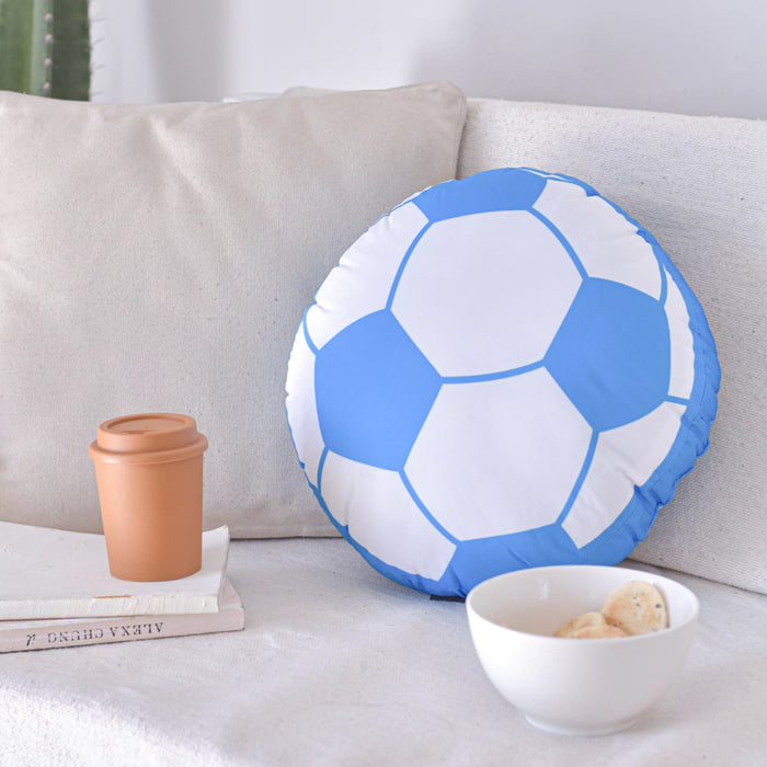 Pilgrim Premium Quality Celeste & White Soccer Ball Character Cushion - Fun and Stylish Design