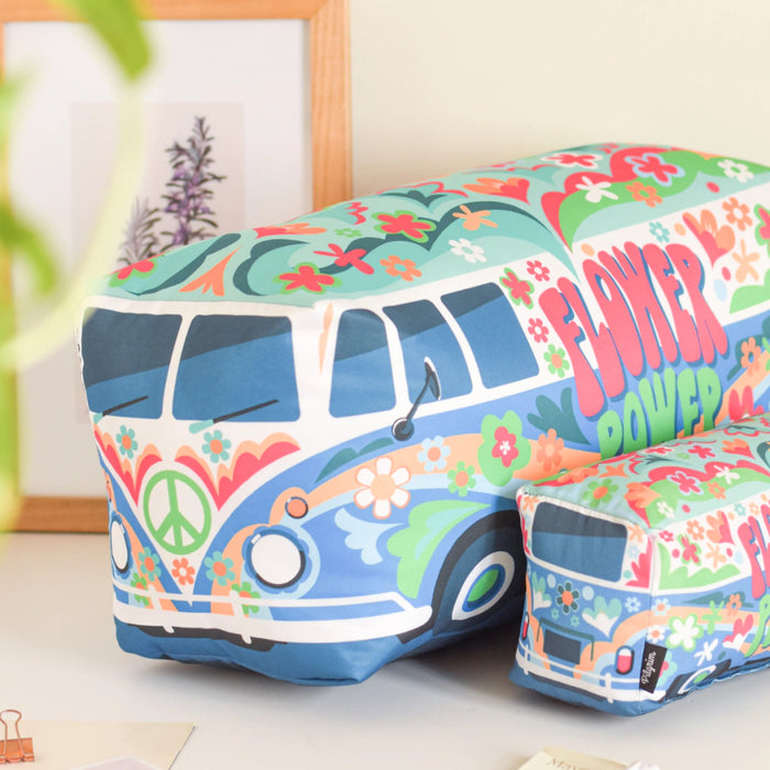 Pilgrim Premium VW Hippie Flower Power Character Pillow - Large Blue - Quality Design, Fun & Unique