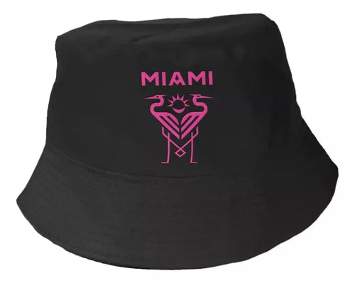 Pink and Black Soccer Bucket Hat - Inter Miami MLS Messi Futbol Cap