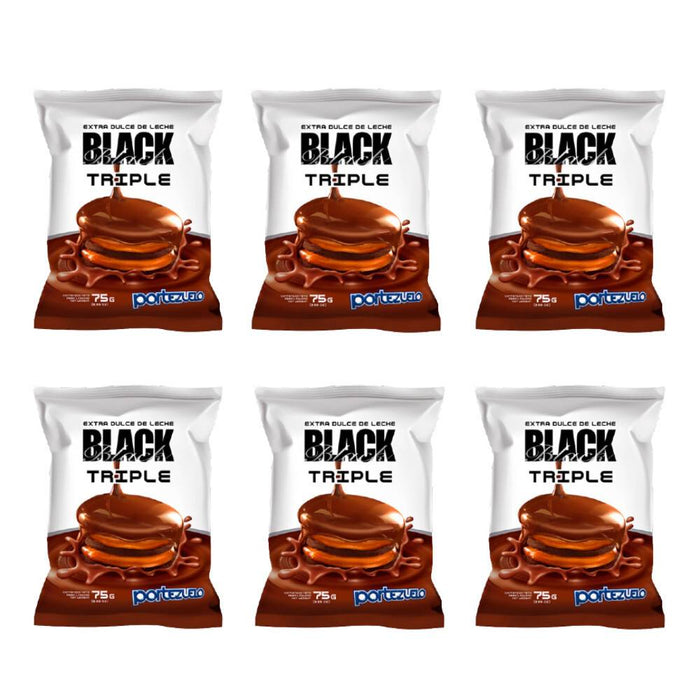 Portezuelo Alfajor Black Triple Dulce de Leche Black Chocolate Alfajor Filled with Dulce de Leche, 75 g / 2.64 oz (pack of 6)