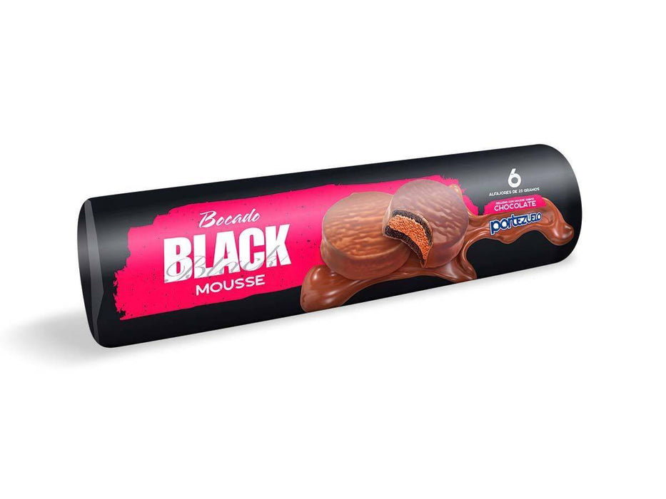 Portezuelo Black Alfajorcito Mini Alfajor de Chocolate ao Leite com Recheio de Mousse de Chocolate, 150 g / 5,3 oz (6 unidades) 