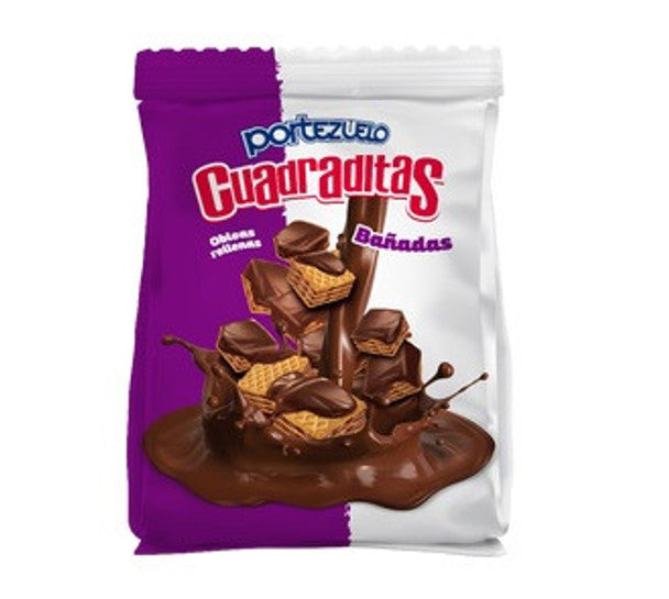 Portezuelo Obleas Cuadraditas Bañadas Mini Wafers com recheio de chocolate ao leite e cobertura de chocolate do Uruguai, 130 g (pacote com 3) 
