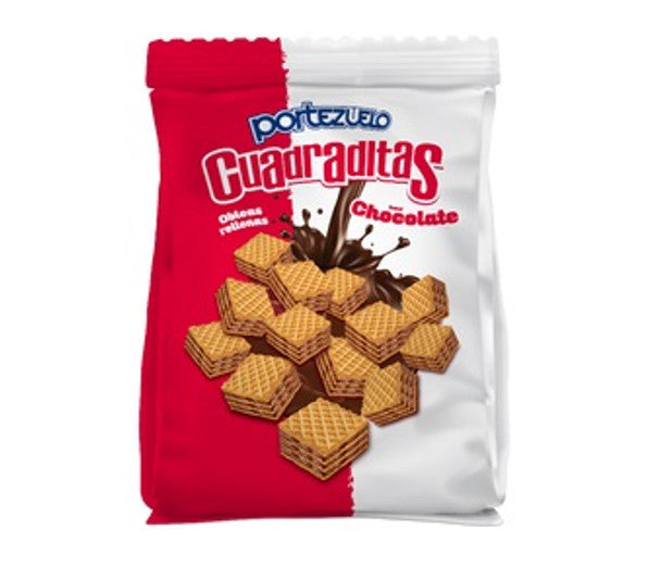 Portezuelo Obleas Cuadraditas Sabor Chocolate Mini Square Wafers with Milk Chocolate Filling Triple Wafer from Uruguay, 130 g / 4.58 oz (pack of 3)
