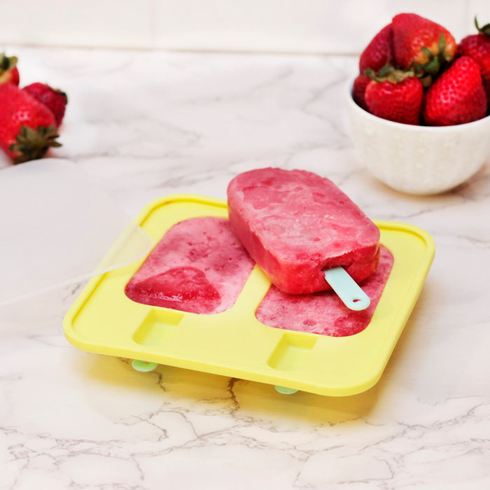 Premium Ice Cream Mold with Lid - BPA-Free, Silicone Popsicle Maker - Easy Fill (Various Colors Available)