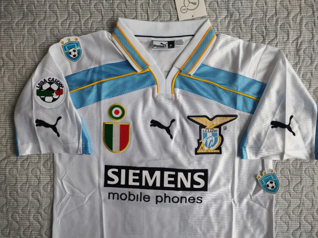 Puma Lazio Retro 1999-00 White Away Jersey #14 Simeone - Authentic Serie A Football Apparel