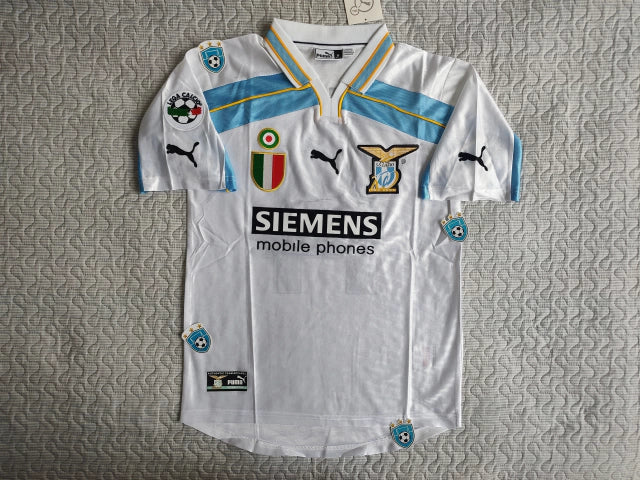 Puma Lazio Retro 1999-00 White Away Jersey #14 Simeone - Authentic Serie A Football Apparel
