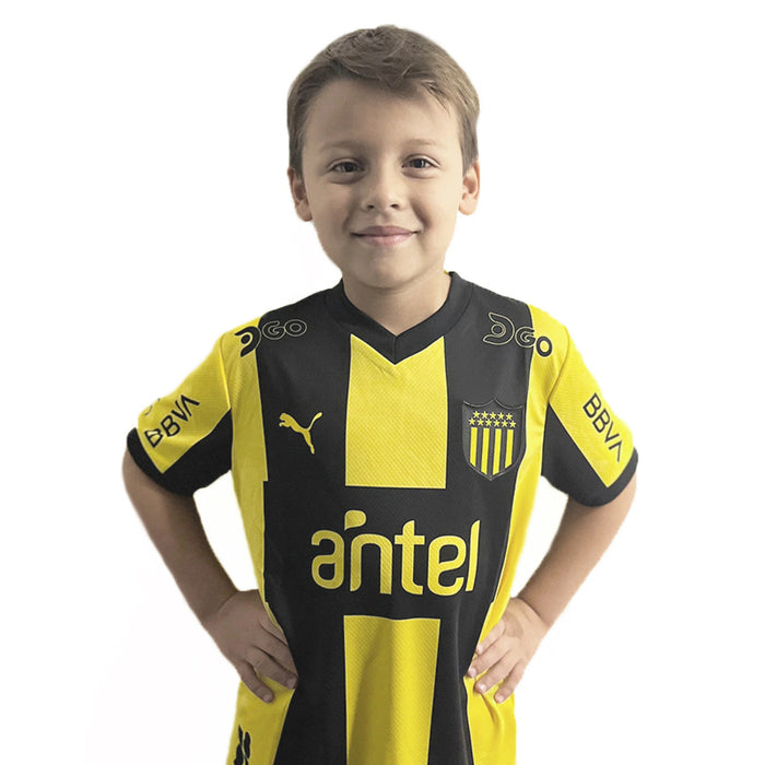 Puma Peñarol Youth Soccer Jersey 2023 Edition - Official Player Kit for Young Fans of Montevideo's Uruguayan Football Team - Yellow
