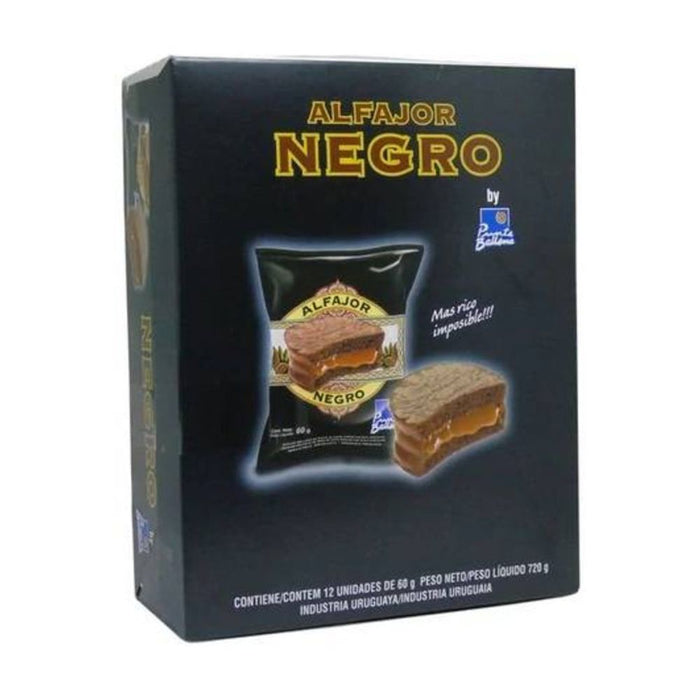 Punta Ballena Black Extra Chocolate Alfajor Mini Cake with Dulce de Leche Filling, 60 g / 2.12 oz ea (box of 12 units)
