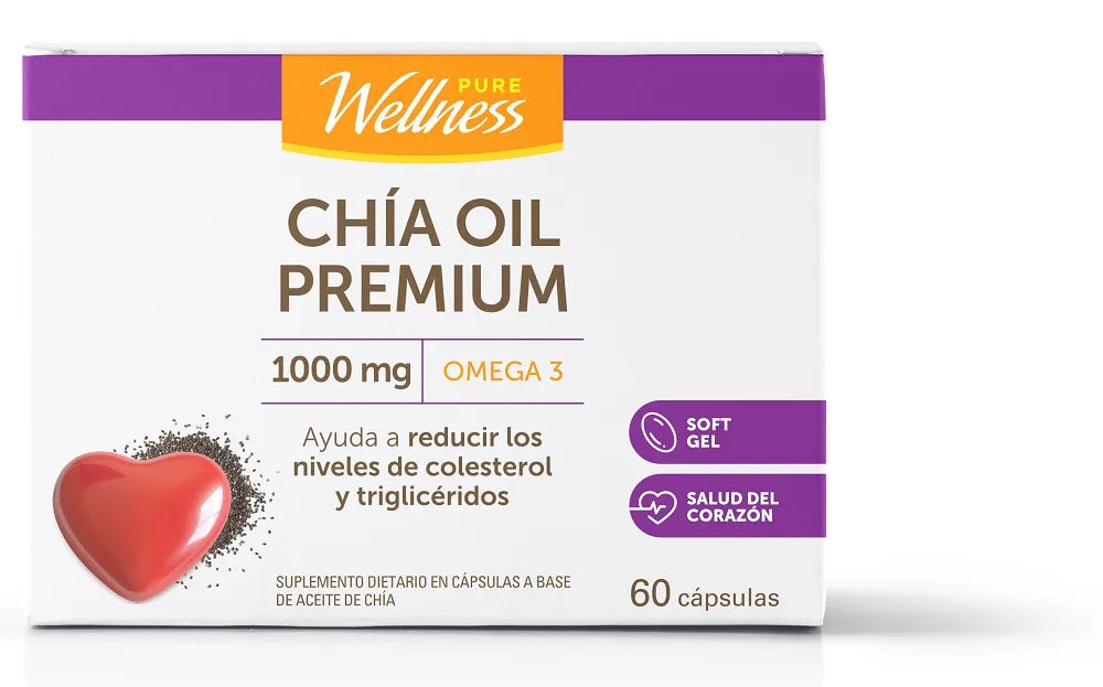 Pure Wellness Chia Oil Softgels - 1000g, 60 Count