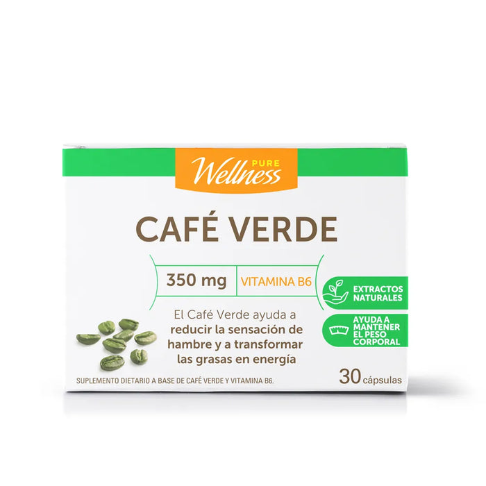 Pure Wellness | Green Coffee Dietary Supplement - 30 Caps with Vitamin B6 and D3