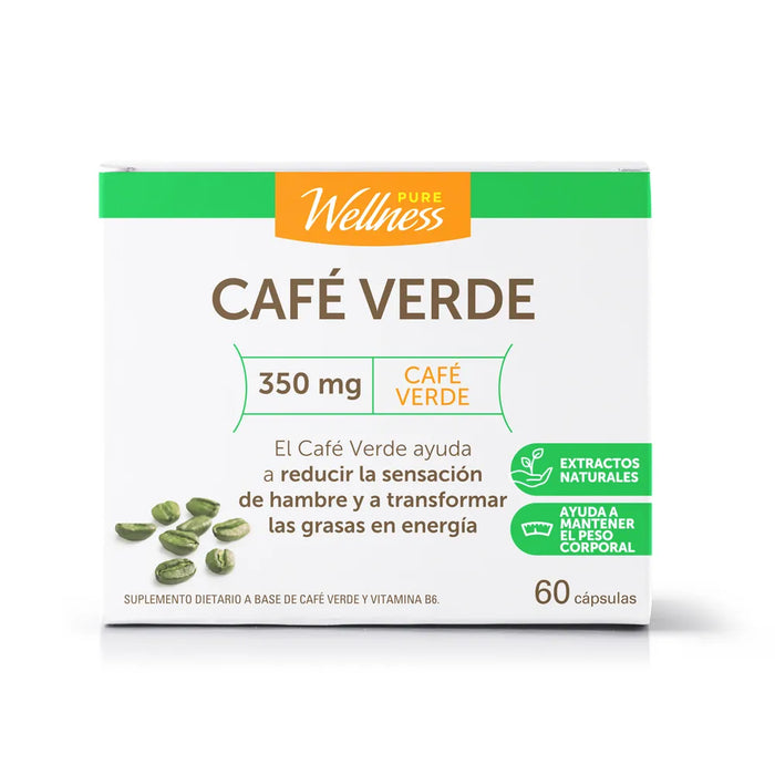 Pure Wellness | Green Coffee Dietary Supplement - 60 Caps with Vitamin B6 and D3