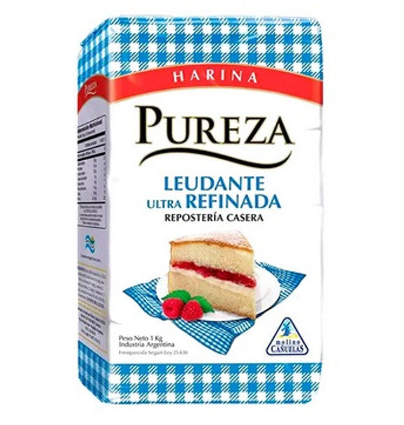 Pureza Harina Leudante Ultra Refinada Farinha de Trigo Levedante com Fermentação Excelente para Pastelaria Caseira, 1 kg / 2,2 lb 