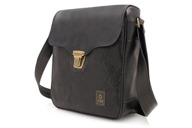 Puro Vegan Mini Crossbody Bag Metal Clasp, Adjustable Faux Leather Strap - Stylish Backpack Purse