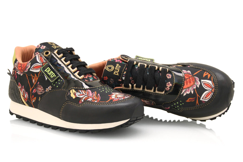 Puro Vegan Printed Urban Sneakers - Superlight, Flower Pattern, Multicolored Combo - Organic Product