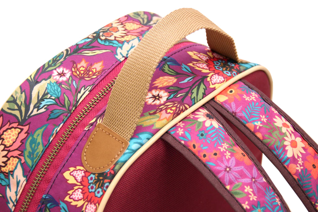 Puro Vegan Product Trenia Amber Vegan Backpack - Interior in Coarse Fabric - Antique Brass Zippers - Exterior Zippered Pocket & Inner Pocket