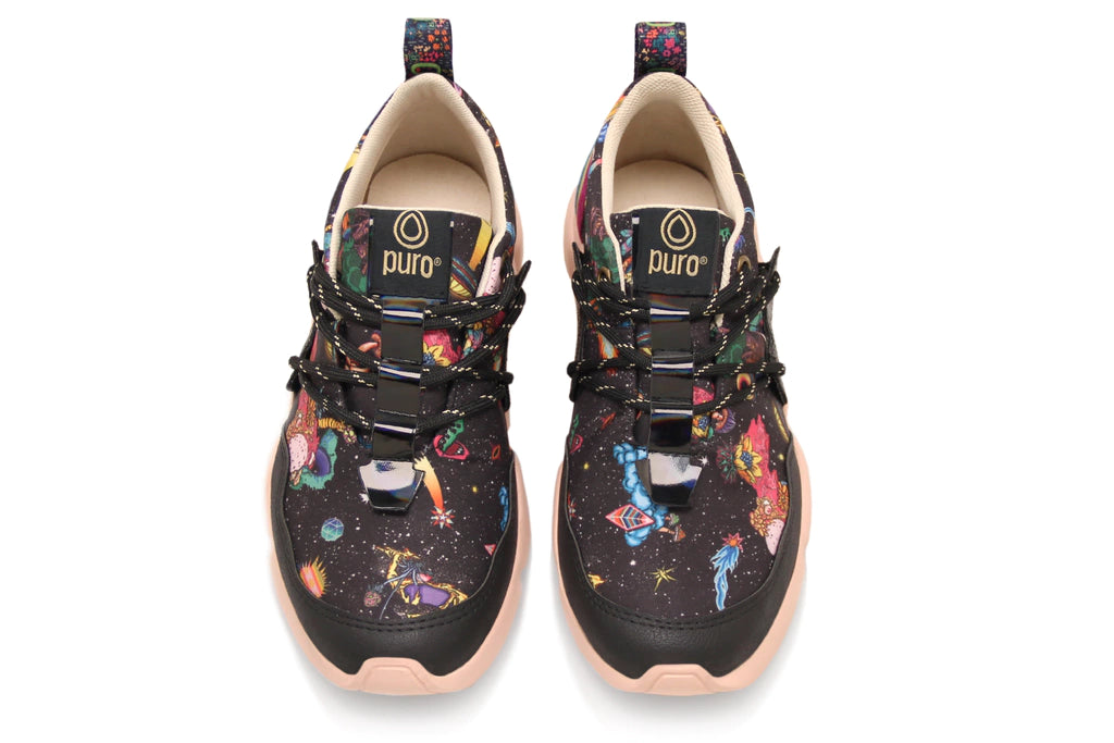 Puro Vegan Superlight Cosmic Yogi: Microfiber Reinforced Printed Upper, Athletic Sneakers with Tubular Bicolor Shoelaces