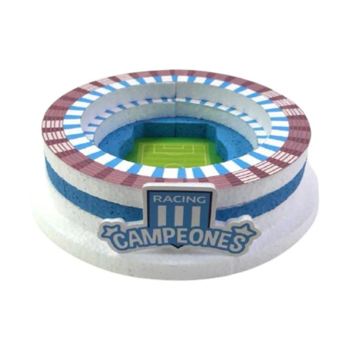 Racing Club Cake Topper Estadio Presidente Perón 3D Football Field For Decorating Cakes Racing Argentinian Soccer Team, 16 cm x 15 cm
