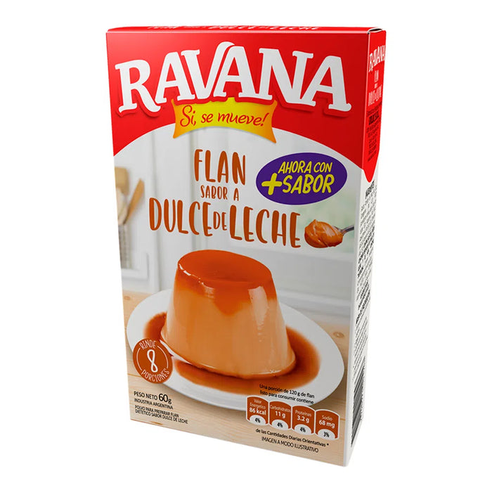 Ravana Flan Dulce De Leche Powder Ready To Make Flan Dessert, 60 g / 2.12 oz for 8 servings