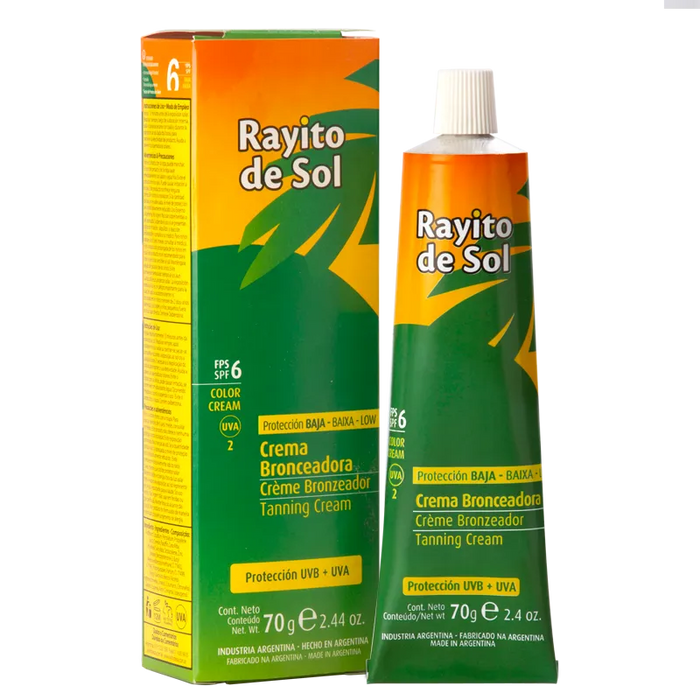 Rayito de Sol | Low Protection SPF 6 Bronzing Cream - Enriched with Emollients & Beeswax | 70 g / 2.4 fl oz