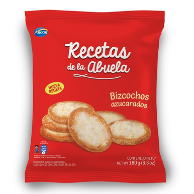 Recetas De La Abuela Bizcochos Azucarados Sprinkled Sugar Classic Bizcochitos Perfect for Mate, 180 g / 6.35 oz (pack of 3)