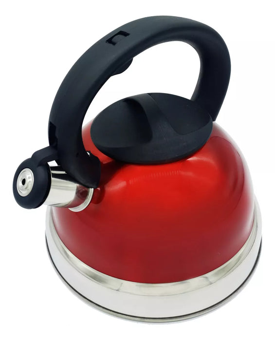 Pava Silbadora | Red Stainless Steel 3L Whistling Kettle - Stylish and Efficient Kitchen Appliance