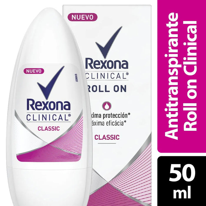 Antitranspirante Rexona Clinical Classic Roll On 3x mais proteção 96 horas, 50 g / 1,76 oz 