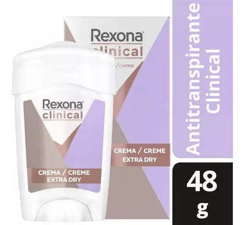 Rexona Clinical Cream Extra Dry 3x mais proteção 96 horas antitranspirante, 48 g / 1,69 oz 
