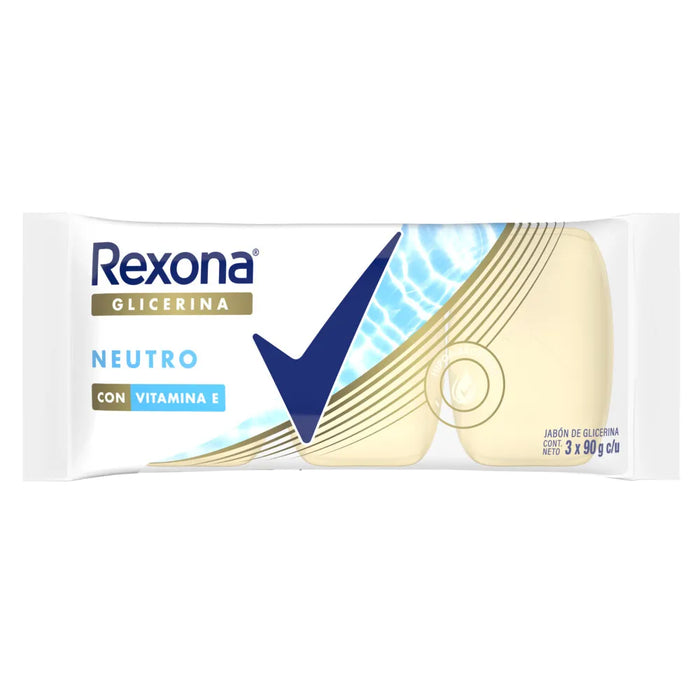 Rexona Glycerin Neutral Bar Soap - 3 Bars x 90 g Each