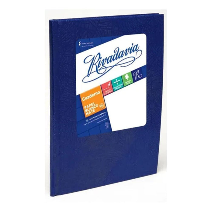 Rivadavia Cuaderno Tapa Dura Cuadriculado Azul Squared Blue Hard Cover Notebook with 50 Matte White Sheets, 190 mm x 235 mm / 7.48 " x 9.25"