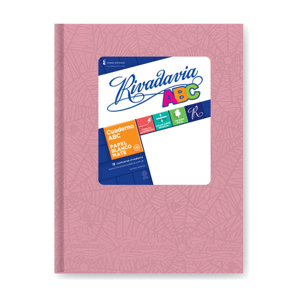 Rivadavia Cuaderno Tapa Dura Rayado Rosa Striped Pink Hard Cover Notebook with 50 Matte White Sheets, 190 mm x 235 mm / 7.48 " x 9.25"