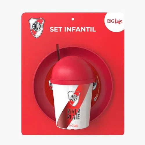 Set Infantil River Plate: Vaso de Plástico con Sorbete + Plato Producto Oficial