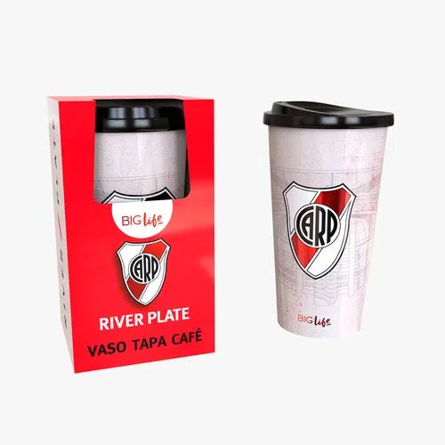 Taza de Café Oficial de River Plate con Tapa - Vaso de Plástico Premium para Disfrutar de Bebidas en Movimiento