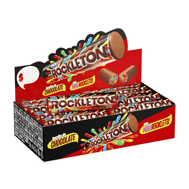 Rockleton Barrita de Chocolate con Mini Rocklets, Chocolate Bar Filled with Chocolate Sprinkles, 13.5 g / 0.47 oz (box of 16)