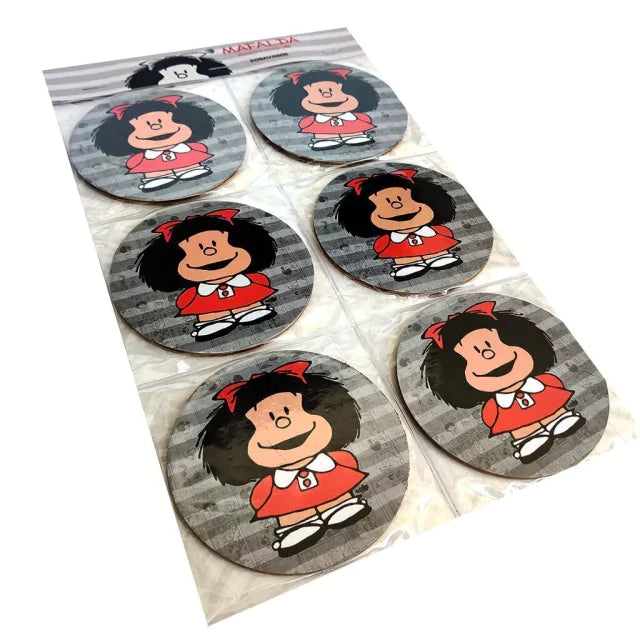 Round Mafalda Coasters | 6-Pack | Silhouette Design