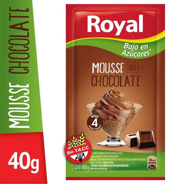 Royal Chocolate Ready to Make Light Mousse Low Sugar, 4 servings per pouch, 40 g / 1.41 oz (box of 6 pouches)
