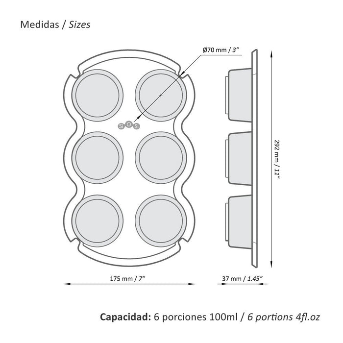 SI O SI 6-Cup Silicone Muffin Pan with Even Baking System