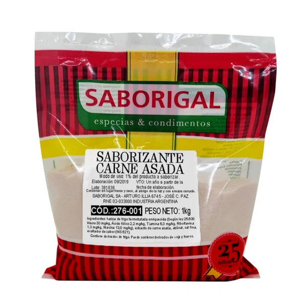 Saborigal Saborizante Sabor Carne Asada Flavoring Powder Roast Meat Flavor Ideal for Professional Use, 1 kg / 2.2 lb bag