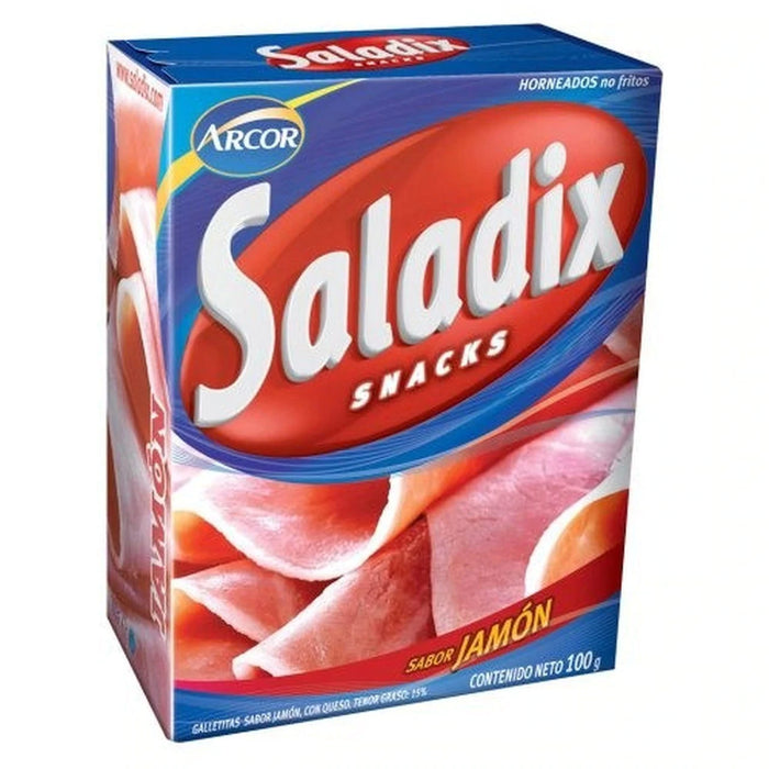 Saladix Jamón Ham Snacks, Baked Not Fried, 100 g / 3.5 oz box (Pack of 3)