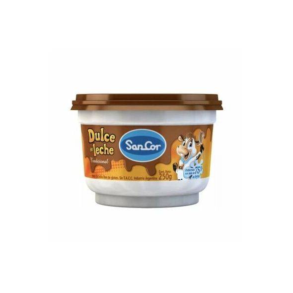 Sancor Classic Creamy Dulce de Leche - Gluten Free, 250 g / 8.81 oz plastic bin