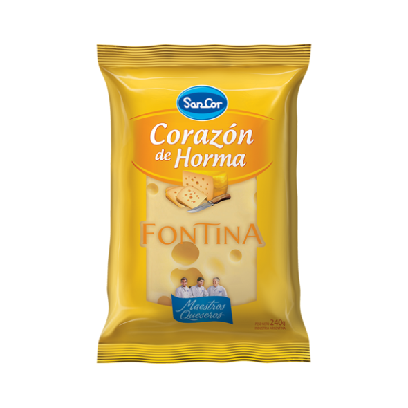 Sancor Fontina Trozado Corazón de Horma Semi-Hard Cheese Fontina, 240 g / 8.5 oz sealed pack