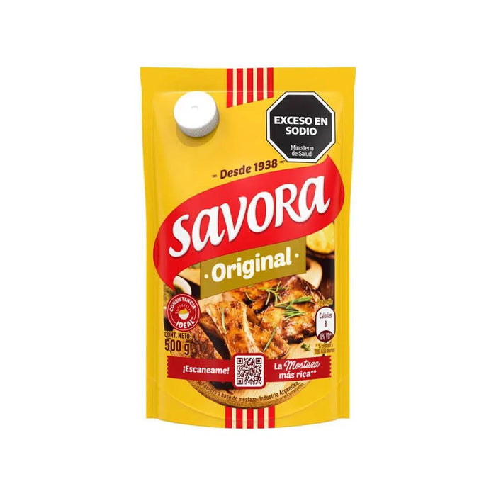Savora Classic Yellow Mustard in Pouch, 500 g / 1.1 lb