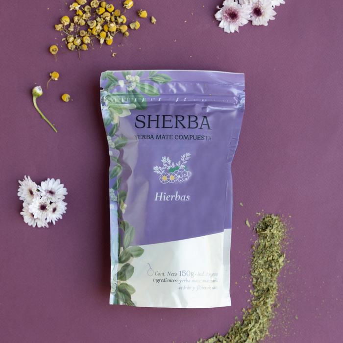 Sherba | Agroecological Yerba Mate Tea Herbal Blend with Chamomile, Elderflower, and Lemon Verbena - Natural Delight | 150 gr