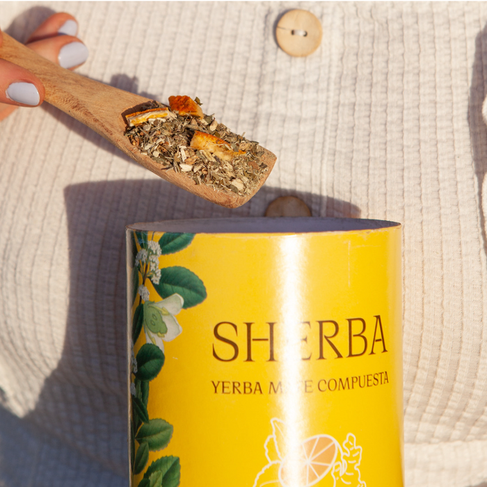 Sherba | Agroecological Yerba Mate Tea Blend with Citrus, Orange Peel, Lemongrass, Mint, and Ginger | 220 gr