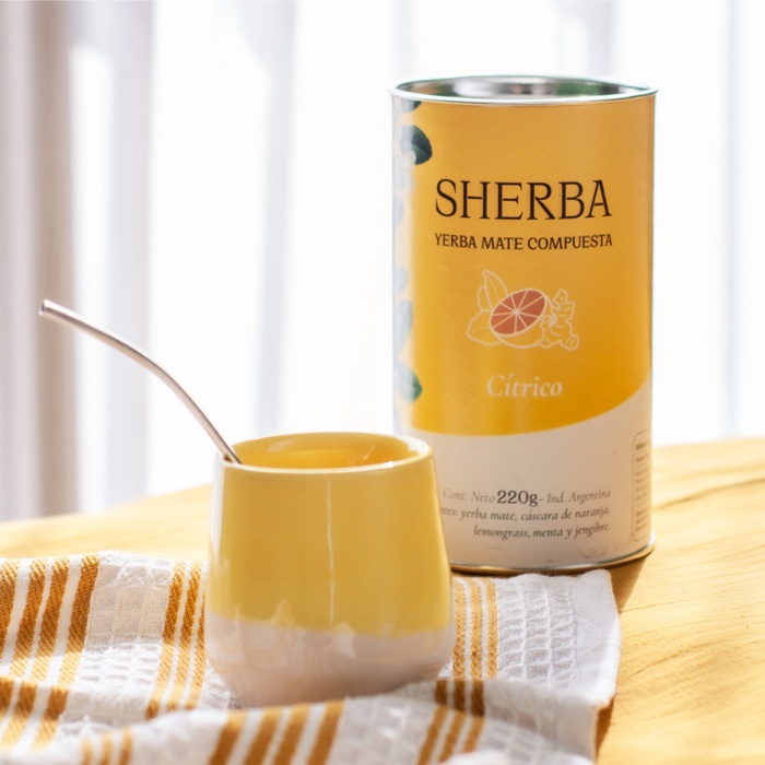 Sherba | Agroecological Yerba Mate Tea Blend with Citrus, Orange Peel, Lemongrass, Mint, and Ginger | 220 gr
