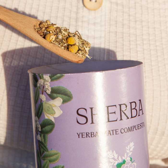 Sherba | Agroecological Yerba Mate Tea with Chamomile, Elderflower, and Lemon Verbena - Herbal Bliss in a Tin | 220 gr