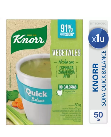 Knorr Quick Balance Instant Vegetable Soup, 5 Pouches, 10g / 0.35 oz Each - Low Sodium, Quick & Easy