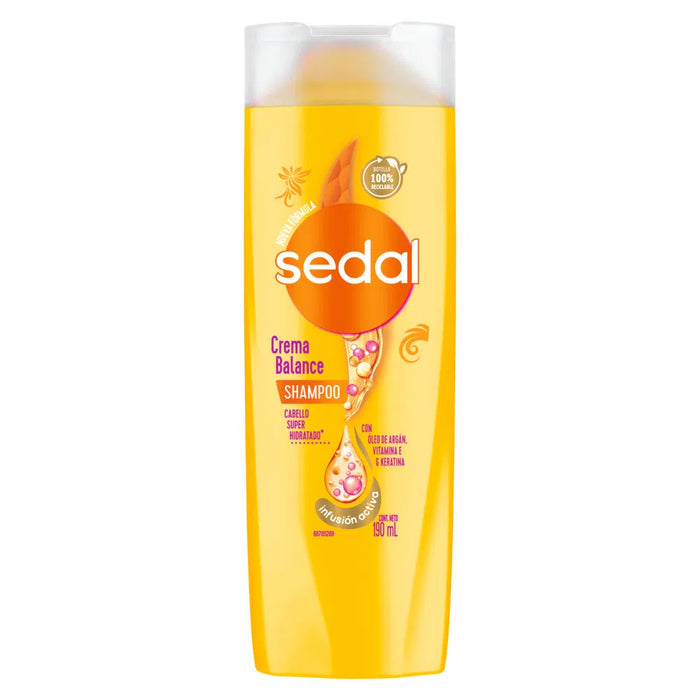 Sedal Shampoo For Dry Hair Crema Balance Para Cabello Seco Fast Hydration, 190 ml / 6.4 fl oz (pack of 2)