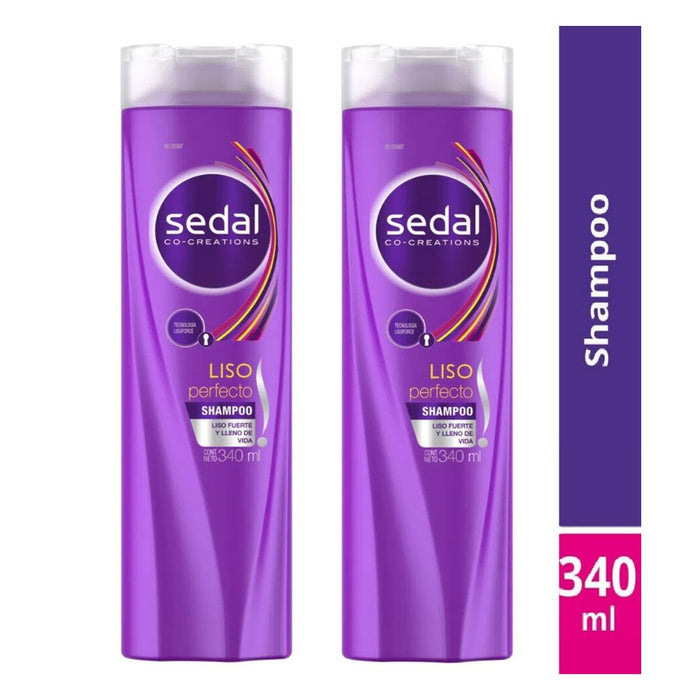 Sedal Shampoo Liso Perfecto Perfectly Straight Shampoo - Paraben & Dye Free, 340 ml / 11.5 fl oz (pack of 2)