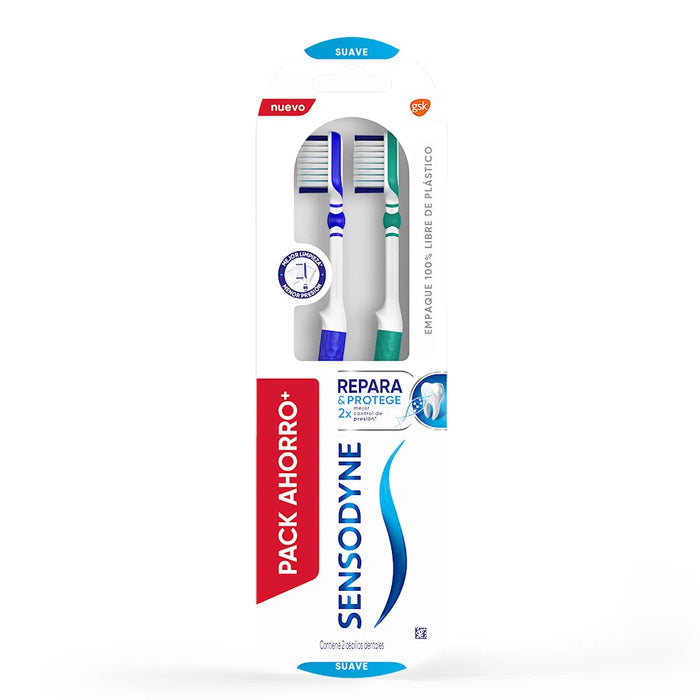 Sensodyne Repair & Protect Toothbrush, Angular Head, Gentle on Gums, Pack of 2
