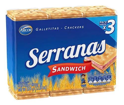 Serranas Galletitas de Agua Sandwich Classic Crackers de Arcor, 336 g / 11.8 oz tripack 